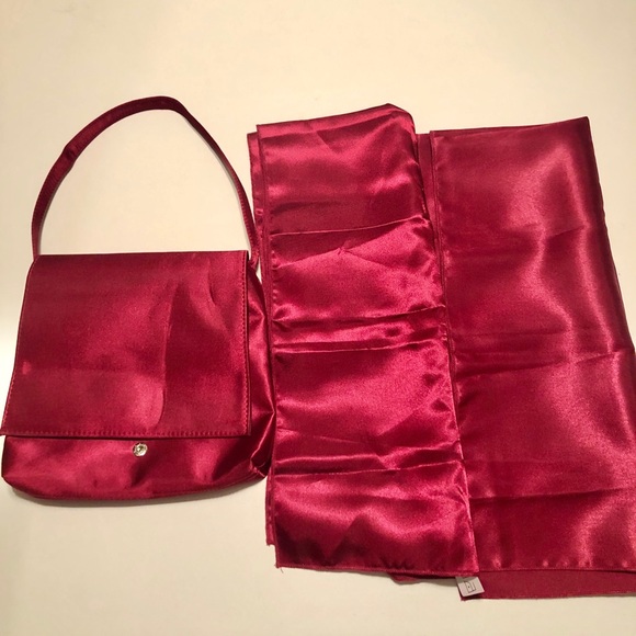 Handbags - Satin wine color purse